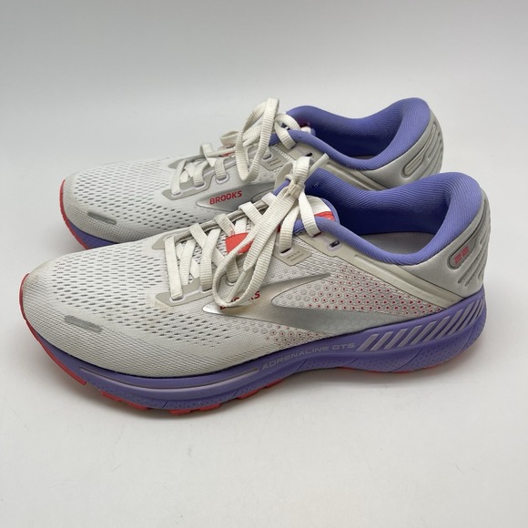 Brooks Sneakers Womens 9 B Adrenaline GTS 22 1203531B105 White Running Gym Shoes - Picture 3 of 11